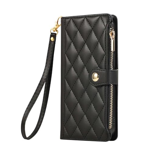 Image of for iPhone 13 Case, iPhone 14 Case, Zipper Wallet Shockproof PU Leather Case for Women Girls with Zip Pocket Magnetic Clasp Viewing Kickstand Card Holder Flip Cover Case for iPhone 13/ 14, Black