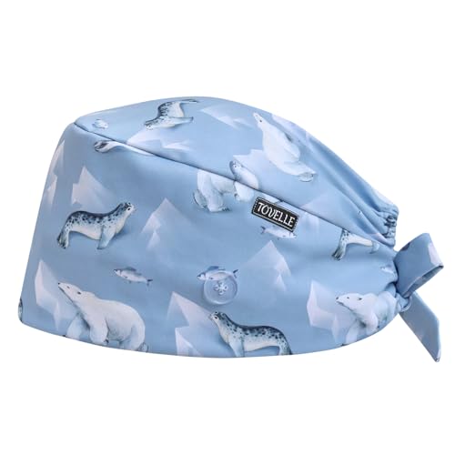Image of Scrub Caps for Men and Women with Buttons, Classic Surgical Caps | Double-Sided Printed, Adjustable,Long Hours, Sweatbands, Fabric Help Reduce Static Buildup