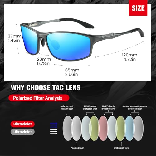 Image of DUCO Polarized Sunglasses for Men 100% UV400 Protection Metal Frame Driving Men's Sun Glasses