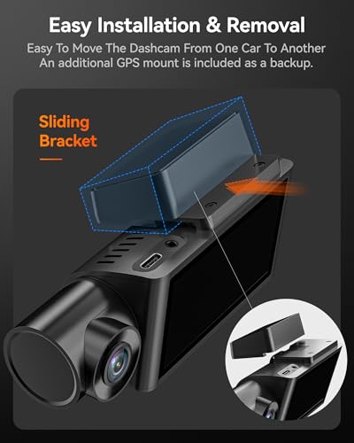 WOLFBOX i07 3 Channel Dash Cam for Car Built-in WiFi GPS, 1440P+1080P+1080P Triple Car Dash Camera with 3" LCD Screen,IR Night View, 24H Parking Monitor, 32GB Card Included 9 41YHmRsQ9KL