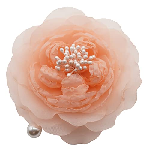 10.5cm CHIFFON JULIET ROSE Flower Brooch Pin By NhanDo Handmade – Floral Brooch Pin, Handmade Gift Ideas, Gift for her, Gift For Mom, Bridesmaid gift, valentines day gifts (Orange)