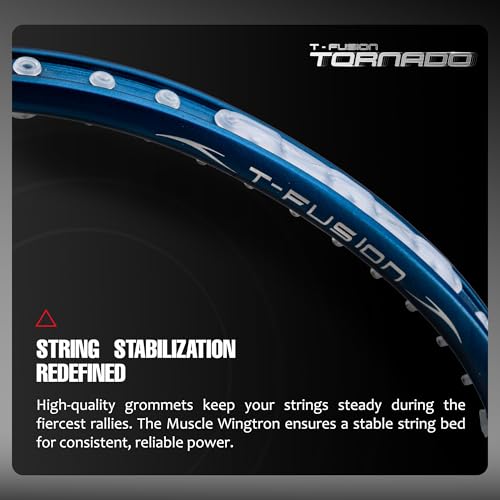Image of Hundred T-Fusion Tornado Badminton Racket with Full Cover | ≤32 lbs | Performance Racket | Sturdy Frame & Smooth Swing | Offensive Shots & Fast Game