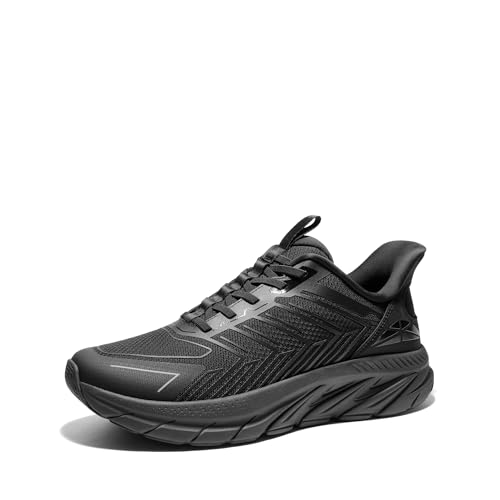 ALLSWIFIT Men's Slip On Walking Shoes Running Comfortable Tennis Breathable Non Slip Athletic Gym Workout Cross Training Fashion Sneakers,Size 10,All Black,SARR034M