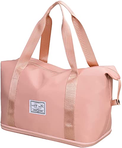Image of Nylon Duffle Bag for Travelling |Waterproof and Large Travel Bag for Women's Luggage | Expandable & Multipurpose Large Capacity Weekender Carry Bag (Peach)