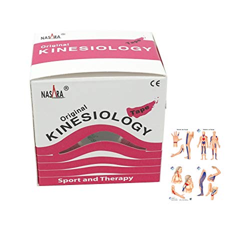 ATC Handels GmbH Nasara - Cinta de kinesiología (5 m x 5 cm, 6 unidades, incluye instrucciones con técnicas de pegado, resistente al agua y transpirable), color rosa Cover
