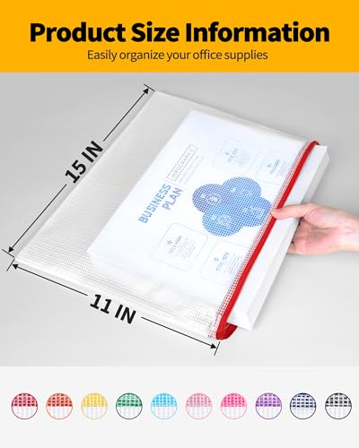 Image of SUNEE Mesh Zipper Pouch 11x15 in (10 Colors, 30 Packs), Large Mesh Zipper Pouch Bags for School Office Supplies, Puzzles & Games, Travel Accessories