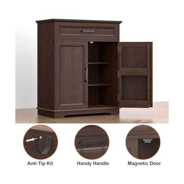 Buffet cabinet with storage kitchen cabinet with drawer storable door modern floor sideboard freestanding cabinet for living room entryway dining room cherry  urban country home decor