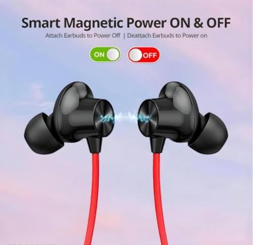 Image of Z2 ANC Bluetooth Neckband Earphones, Red | 12.4mm Bass Drivers, 45dB Active Noise Cancellation, 28H Battery Life, Fast Charging, Lightweight Flexible