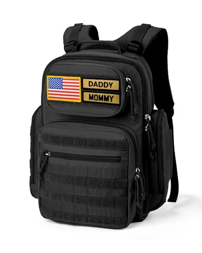 Image of MIRACOL Military Dad Diaper Bag: Tactical Design Rugged Durable Gear with Removable Daddy Badges - Gift Boosting Veteran Dad Pride in Baby Outings