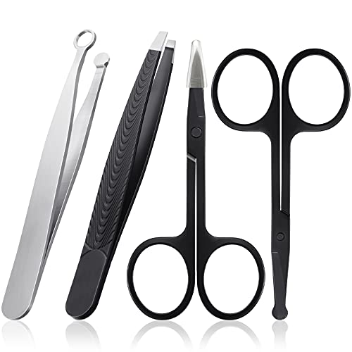 4 Pieces Nose Hair Trimming Set Nose Hair Scissors Nose Trimming Round Head Scissors Facial Hair Scissors Rounded Trimming Tweezers Curved Nose Hair Scissors Hair Tweezer Tools for Men Women Manicure 4 Pieces Nose Hair Trimming Set Nose Hair Scissors Nose Trimming Round Head Scissors Facial Hair Scissors Rounded Trimming Tweezers Curved Nose Hair Scissors Hair Tweezer Tools for Men Women Manicure
