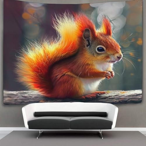 Couverture murale imprimée écureuil avec motif haute définition 3D en polyester doux - 3
