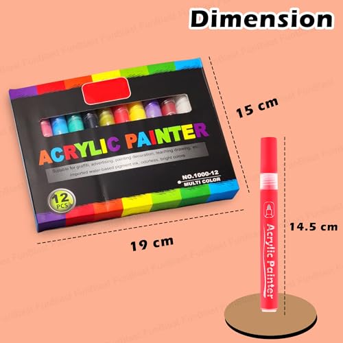 Image of FunBlast Acrylic Marker Set - 12 Thick Point Water Based Paint Pens For Diy Multicolor Marking