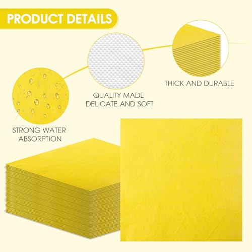 60pcs Yellow Cocktail Napkins Disposable Paper Napkins 5 x 5 Inch Beverage Napkins for Restaurant Bar Birthday Baby Shower Party Festival & Summer Events — view 4