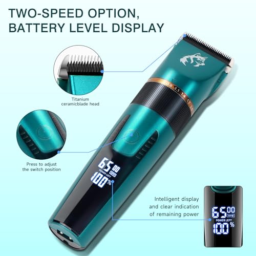 OWill Schermaschine Hund für Dickes Haar, Schermaschine Katze für Haar und Pfote 2 in 1, Hunde Haarschneidemaschine mit Smart Digital Display für Haustier Katze Hund Trimmer