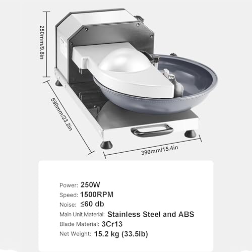 Máquina eléctrica de picar alimentos, 5 litros, picadora de alimentos comercial, 1500 rpm, molinillo de carne de acero inoxidable para cebolla, nueces, frutas, ajo