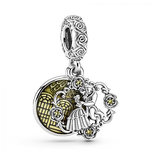 Pandora Disney, Beauty and the Beast Dancing Belle and the Beast 925 Sterling Silver Dangle Charm - 799014C01