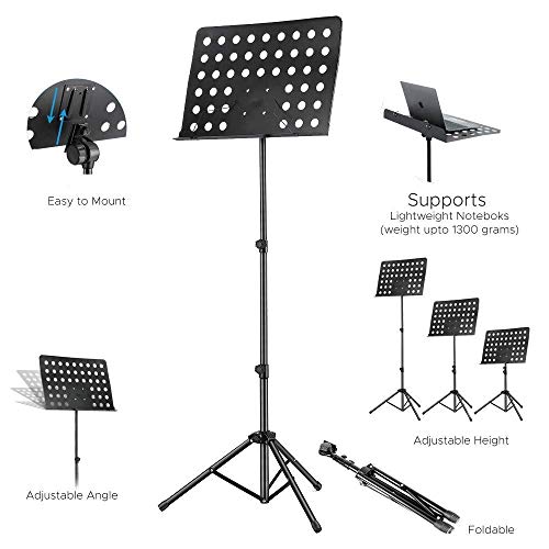 Image of Corslet Notation Stand for Singers Music Stand for Notes Lyrics Foldable Violin Musi Sheet Holder Adjustable Orchestral Conductor Musi Sheet Stan for Singing Book Notes Notation Musical Instrument (TRIPOD NOTATION STAND GH-512)