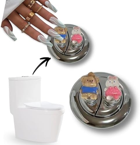 Botón de prensa de inodoro para manicura de mujer, lindo botón de tanque de inodoro de animales para ayuda larga de uñas, herramienta de reemplazo