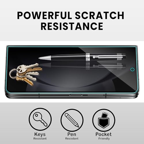 Image of ArmourPro Privacy Tempered Glass for Samsung Galaxy Z Fold 5, Anti Spy Anti Peeping Screen Protector, Edge-to-Edge Full Coverage, 9H Hardness with Cable Protector | Black
