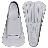 CAPAS Swim Training Fins Comfortable Silicone Swimming Flippers Short Blade Build Leg Strength (Grey, L (US Male 9-10 US Female 10-11))