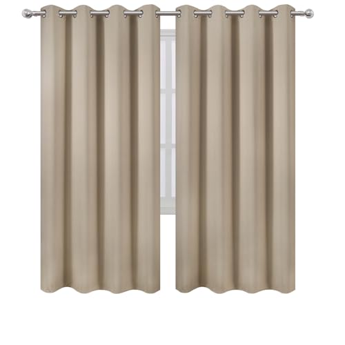 Image of LEMOMO Khaki Thermal Blackout Curtains /52 x 72 Inch /Set of 2 Panels Room Darkening Curtains for Bedroom