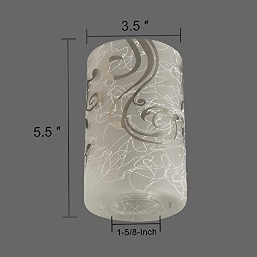 Image of Electroplated Floral Pattern Replacement Glass Lamp Shade 2 Pack, Frosted Glass Light Cover for Light Fixture,Glass Shade for Wall Sconce,Kitchen Pendant Light,Bedside Lamp,1 5 /8 Inch Fitter