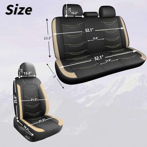 Image of HChengkikz Car Seat Cover, Breathable and Sporty (Black + Beige)