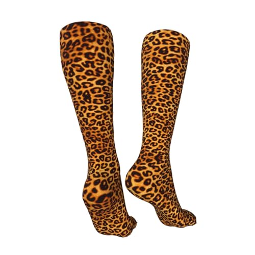Animal Leopard Print Kids Cozy Knee High Tube Compression Socks Novelty Athletic Long Crew Socks for Child Girls Boys 19.8in2
