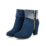 NUANXIN Fashionable water drill frosted thick heel short boots