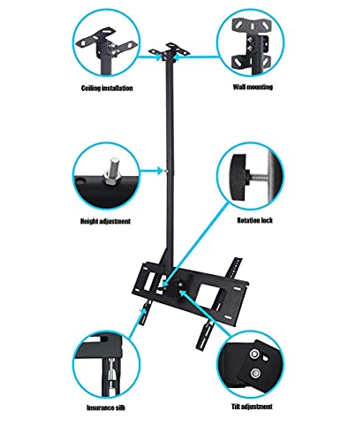 Support plafond TV réglable de 15 à 42 pouces robuste jusqu'à 30kg max