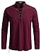 JEMITOP Men's Vintage Renaissance Costume Long Sleeve Lace Up Shirts for Pirate Viking Medieval Vampire Halloween Cosplay Clothing Burgundy Retro XL