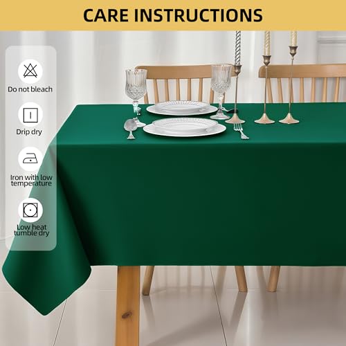 Image of 2-Pack 60x60 inch Blackish Green Table Cloths, Solid Stain and Wrinkle Resistant Tablecloth, Premium Plain Weave Polyester Fabric Rectangle Table Linen Covers for Hotel, Banquet