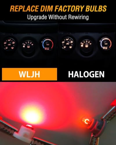 Image of WLJH Red T4.2 Neo Wedge LED Climate Control Bulb for Toyota Vehicles | 3030 SMD, 150lm, Dimmable, Tacoma 2005-2011, Direct Replacement, Nighttime Readability, Stable Performance, 10-Pack