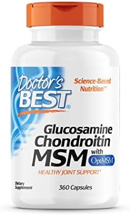 Doctor's Best Glucosamine Chondroitin MSM with OptiMSM, Supports Healthy Joint Structure, Function, & Comfort, Non-GMO, Gluten Free, Soy Free, 360 Count