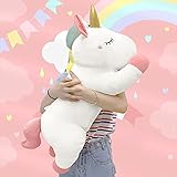 ARELUX 24' Cute White Giant Stuffed Unicorn Plush:Soft Animal Hugging Pillow Weighted Stuffed Animal, Big Body Squishy Plushie,Large Gifts for Kids, Kawaii Toy for Girls Room Decor