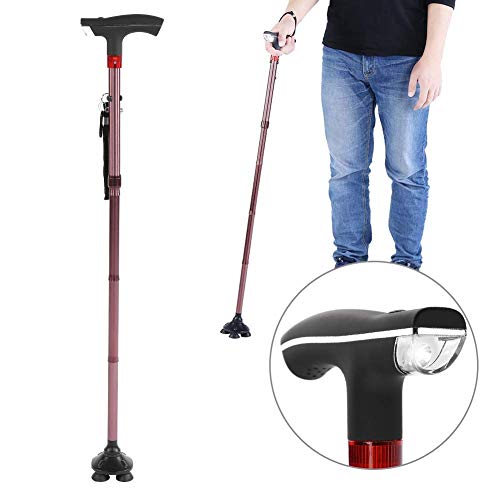 Bastón Plegable, aleación de Aluminio, Plegable, guía de bastón para Personas Mayores, bastón Ciego, muleta con luz LED, Alarma, bastón Plegable con luz LED