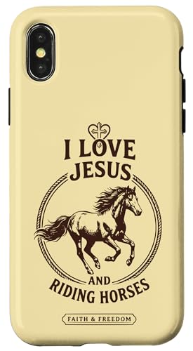 I Love Jesus And Riding Horses �L���X�g����n�f�U�C�� �X�}�z�P�[�X iPhone X/XS �p