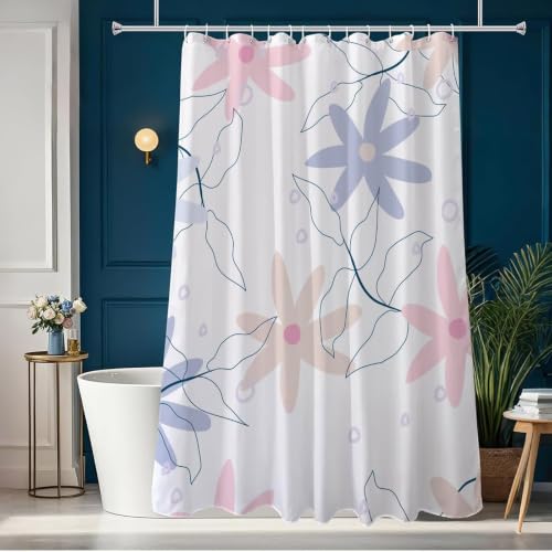 Rideau de douche 90x180 cm polyester blanc imperméable avec crochets - 3
