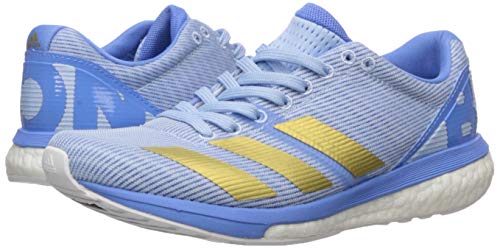 adidas Women's Adizero Boston 8 Running Shoe, Glow Blue/Gold Metallic/Real Blue, 8 M US