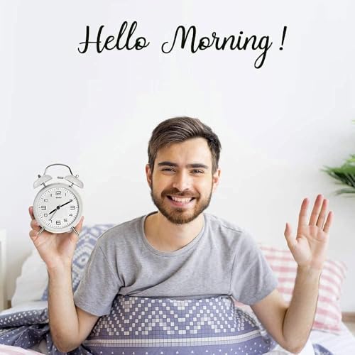 Image of Analog Alarm Clock 4-Inch Super Silent Non-Ticking Small Clock with Night Light | Battery Operated Simple Design Bedside Tabletop Desk Clock for Bedroom Home Office (White)