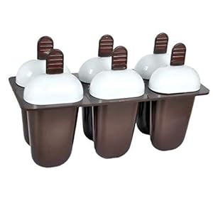 ATEVON Plastic Ice Candy Maker Kulfi Maker Moulds Set with 6 Cups (Multicolour)