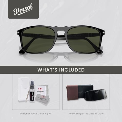 Persol PO3059S Square Sunglasses for Men +BUNDLE with ACCESSORY EYEWEAR KIT2