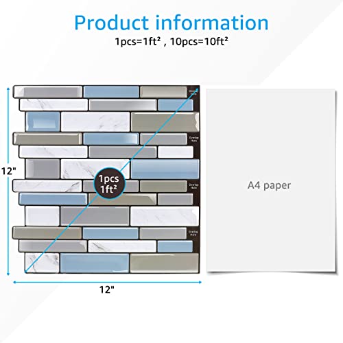 Mosiay Peel And Stick Backsplash Tiles For Kitchen: Vinyl Wall Tile Peel And Stick Tile 12Inch * 12Inch Self Adhesive Backsplash Tile For Bathroom (10 Tiles) #TOP3