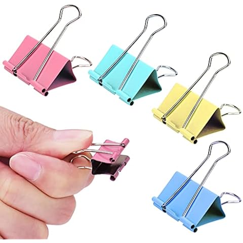 Colored Metal Bulldog Clips,Binder Clips Small,Binder Clips,Bulldog Clips,Foldback Clips,Paper Clamps Binder,for Office Home Kitchen and School,30 Pcs Cover