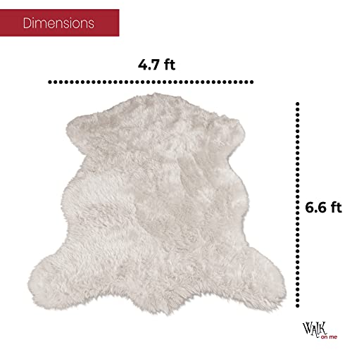Silky Soft Faux Fur Rug, 5 Ft. X 7 Ft. White Fluffy Rug, Made In France, Sheepskin Area Rug, Shaggy Rug For Living Room, Bedroom, Kid's Room, Or Nursery, Home Décor Accent With With Non-Slip Backing #TOP6