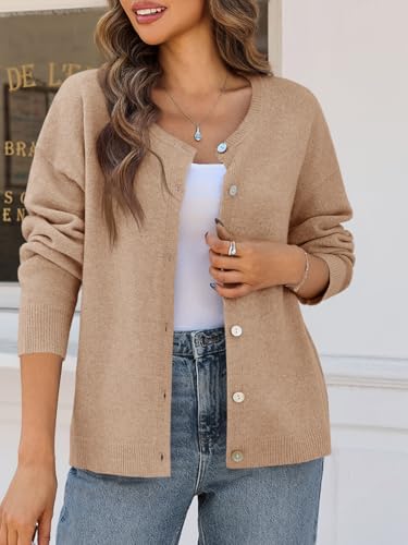 Image of Saodimallsu Womens Cardigan Sweaters Button Down Long Sleeve Knit Outerwear 2025 Trendy Fashion Open Front Outfits
