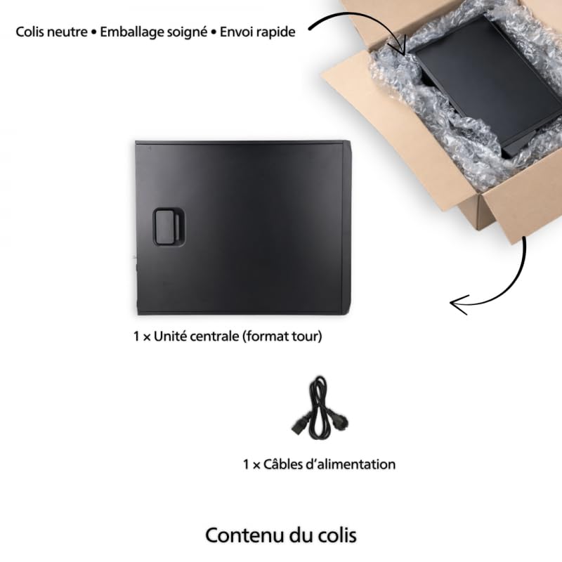 PC Tour Bureau Reconditionné Intel Core 8e Génération | 16 Go RAM | SSD 500 Go | Windows 11 Pro | Écran + Clavier & Souris | Pack Prêt à l’Emploi (Unité Centrale, I5-8e gen)
