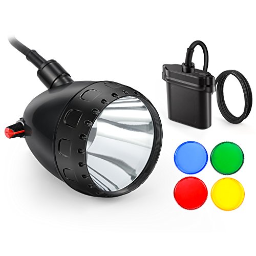 Kohree Dimmable Hog Coyote Coon Hunting Light 10W Cree LED Rechargeable Predator Hunting Mining Headlight with Switch Knob,4 Optical Filters, Charger kit