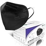 Medtecs KN95 Face Masks Disposable - Individually Wrapped, 5 Ply Protection & Extra Wide Elastic Ear Loops Design, ≧ 95% Filtration Efficiency | Mask Extender included, 50 PC - Black