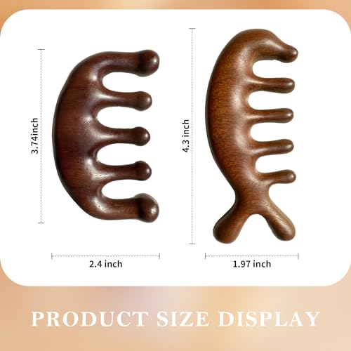 Peine de dientes anchos de madera 2 unidades con masajeador miniatura 7